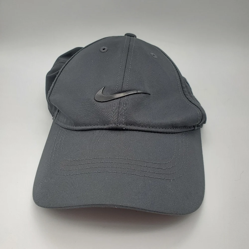 Nike Golf Dri-FIT Swoosh Front Cap. Likenew Charcoal Grey Blk Swish Adjustable